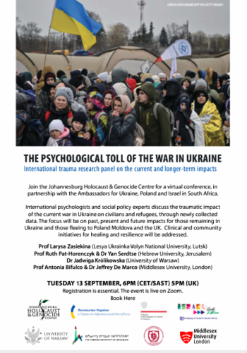 The Psychological Toll of the War in Ukraine - International trauma research panel on 13th September 2022